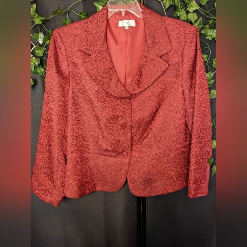 2 Piece Plus Size Dress Suit, Deep Red, Size 20W